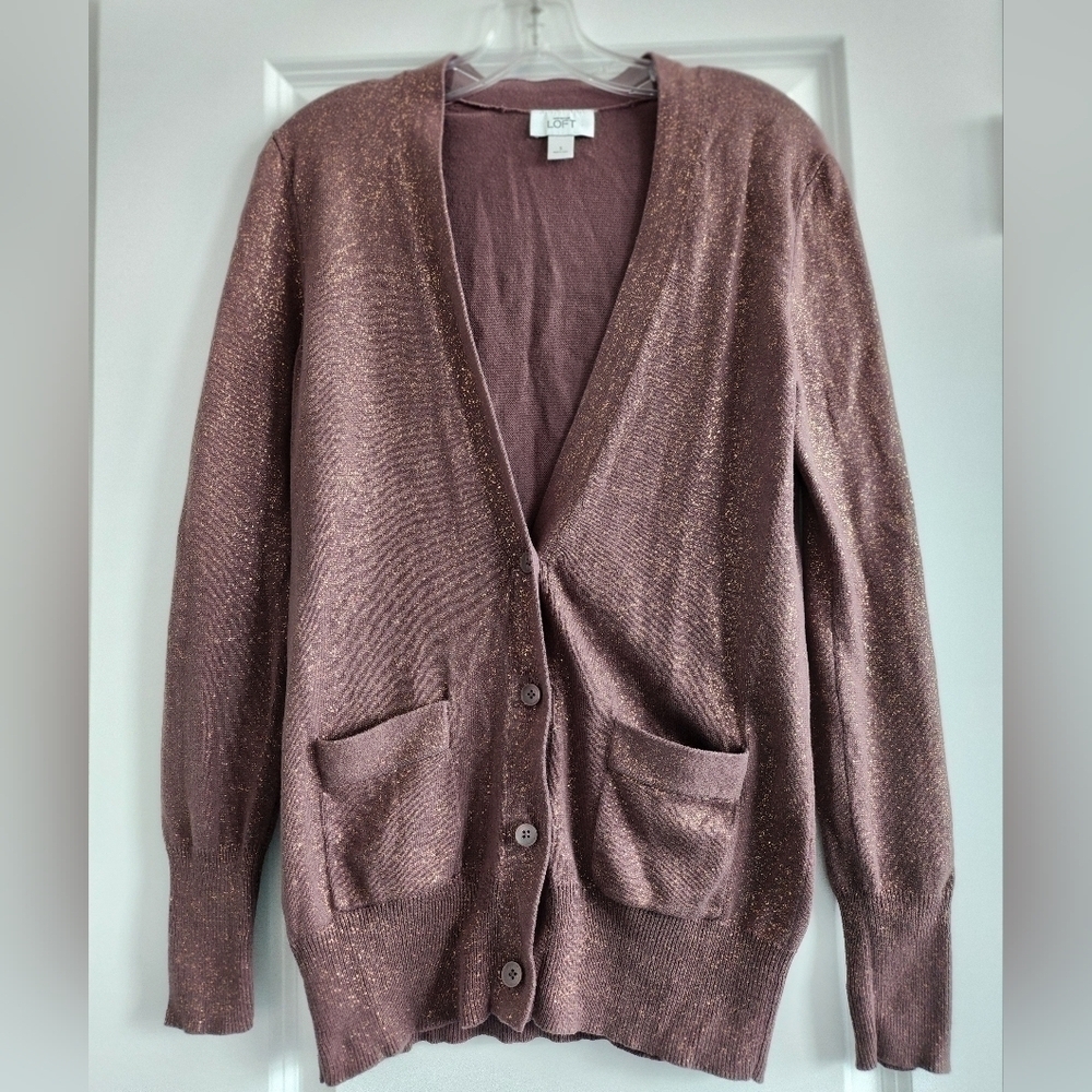 Ann Taylor Loft Rose Gold Cardigan With Pockets Size Small